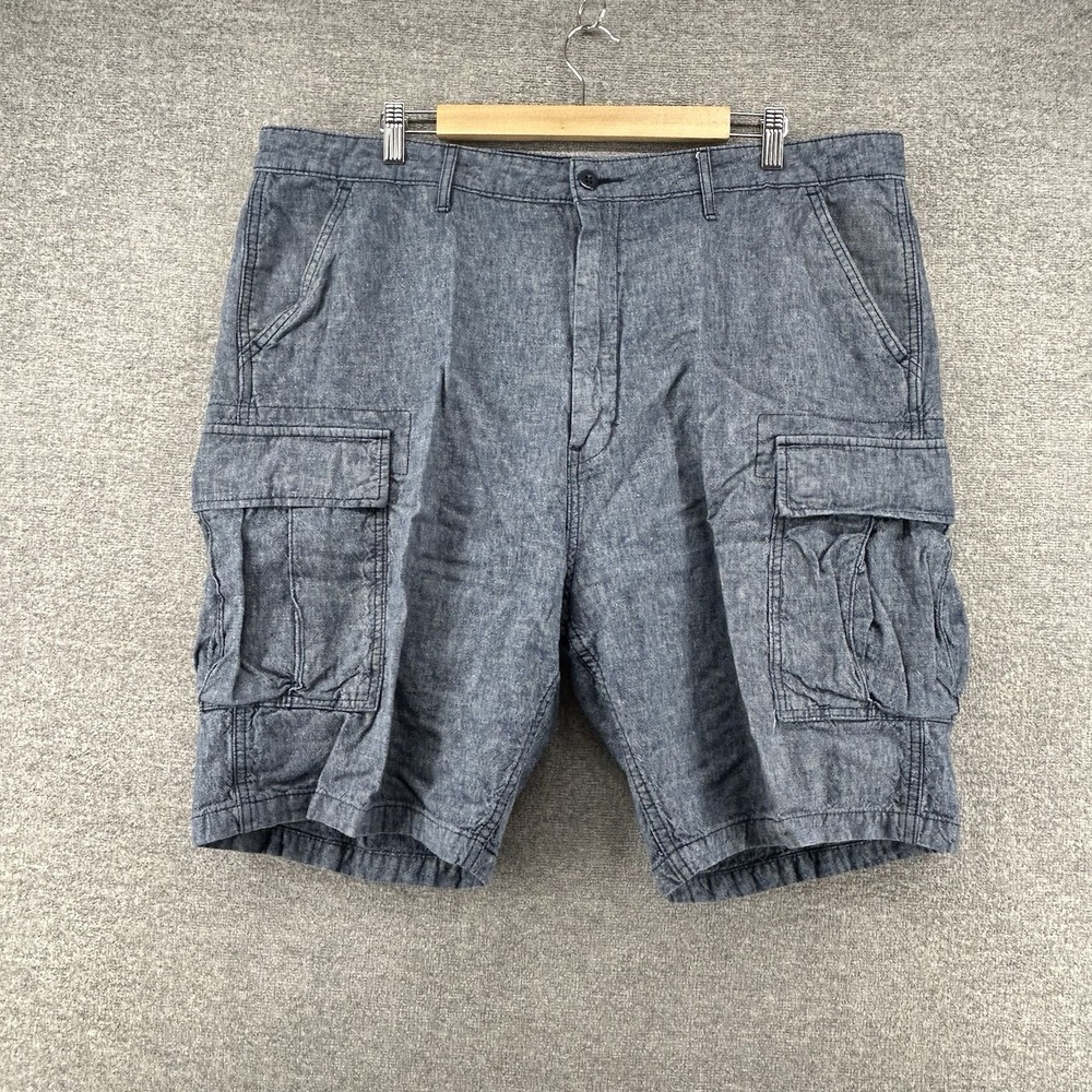 Levis Cargo Shorts Men Size 40‎ x 9 Blue Linen Cotton Blend Summer